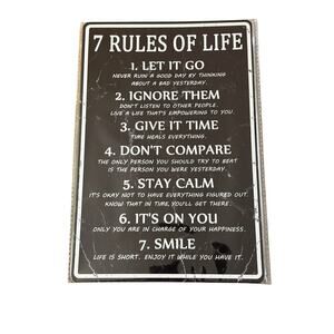 7 Rules Of Life Tin Sign 8x12"